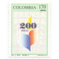 COLÔMBIA - 1991 - MINT - AÉREO - JOTNALISMO: BICENTENÁRIO DO JORNAL LA PRENSA - YT A-0827