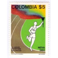 COLÔMBIA - 1980 - MINT - 11º JOGOS ESPORTIVOS NACIONAIS EM NEIVA ATLETA C/ CHAMA OLÍMPICA - YT-077