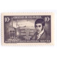 COLÔMBIA - 1957-58 - MINT - 2 SELOS - ANO DO DESCOBRIMENTOS DA HIPSOMETRIA POR FRANCISCO JOSÉ DE CALDAS