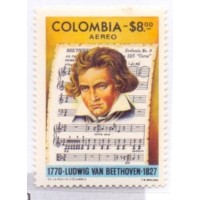 COLÔMBIA - 1827 - NOVO - SELO AÉREO - LUDWIG VAN BEETHOVEN