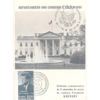 F-O-23B - 1965 - 2º ANIVERSÁRIO DA MORTE DE JOHN F. NENNEDY - CASA BRANCA E SELO C-519 - CARIMBO CBC MG + 1º DIA RJ/GB - RHM R$ 200,00 (40 UFs X R$ 5,00)