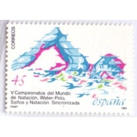 ESPANHA - 1986 - MINT - ESPORTE: NATAÇÃO - CAMPEONATO DO MUNDO SE NATAÇÃO, POLO AQUÁTICO, MERGULHO E NADO SONCRONIZADO - 45p NADADOR EM AÇÃO - YT-2473