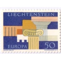LIECHTENSTEIN - 1963 - NOVO - TEMA EUROPA - COLUNAS - SELO S/ GOMA - YT-381