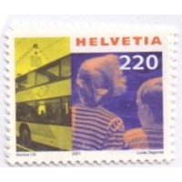 SUIÇA - 2001 - MINT - SÉRIE CORRENTE - TURISMO (III) CRIANÇAS E ÔNIBUS - AVIÃO E PERNAS DE HOMEM - SÉRIE 2 SELOS - YT-1676/77 