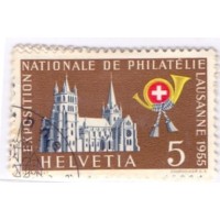 SUIÇA - 1955 - USADOS - SÉRIE DE PROPAGANDA - CATEDRAL DE LAUSANNE - FESTA DOS VINHEDOS EM VEIVEY - FESTA DOS PASTORES (FOLCLORE) - 25º SALÃO DO AUTOMÓVEL EM GENEVE - SÉRIE 4 SELOS - YT-558/561