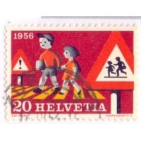 SUIÇA - 1956 - USADO - SEGURANÇA NAS RUAS - SINAL DE TRÂNSITO E CRIANÇAS NA FAIXA - YT-574