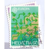 SUIÇA - 1988 - USADO - TEMA EUROA - TREM PONTE E COMUNICAÇÃO - SÉRIE 2 SELOS - YT-1298/99