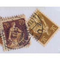 SUIÇA - USADO - 1907-17 - HELVETIA SENTADA - 5 SELOS - YT-121+124+125+126+127 