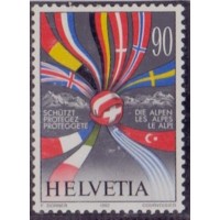 SUIÇA - 1992 - MINT - PROTEÇÃO ALPES - BANDEIRAS EUROPÉIAS - Y-1398 