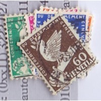 SUIÇA - 1932 - USADO - CONFERÊNCIA DO DESARMAMENTO EM GENEVE - POMBA DA PAZ - 5 SELOS DE UMA SÉRIE DE 6 - YT-0254/258