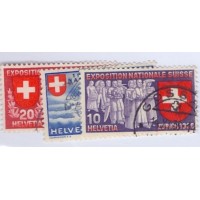SUIÇA - 1939 - USADO - EXPOSIÇÃO NACIONAL DE ZURICK - SÉRIE 3 SELOS C/ LEGENDA EM FRÂNCES - YT-0320/322