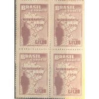 A-077 - QUADRA - 1950 - 2ª COLUNA - MAPA DO BRASIL E VULTOS - GOMADA - RHM R$ 10,00  (2 UFs X R$ 5,00)