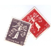 SUIÇA - 1939 - USADO -  ABERTURA DA EXPOSIÇÃO NACIONAL DE ZURICH: 10c - 20c - C/ LEGENDA EM FRANCÊS - YT-0336+339 