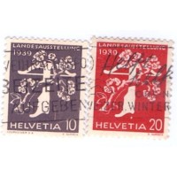 SUIÇA - 1939 - USADO - ABERTURA DA EXPOSIÇÃO NACIONAL DE ZURICH 5c - 10c - 20c  - C/ LEGENDA EM FRANCÊS - 2 SELOS - YT-0330+331