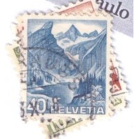 SUIÇA - 1948 - USADO - SÉRIE CORRENTE - TIPOS MODIFICADOS - PAISAGENS - 10c - 20c - 25c - 40c - 4 SELOS - YT-0462+463+464+466 