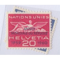SUIÇA - 1960 - MINT - SELOS DE 1955 PARA AS NAÇÕES UNIDAS C/ SOBRECARGA ANO INTERNACIONAL DO REFUGIADO - 2 SELOS - YT-S-408/409