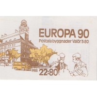 SUÉCIA - 1990 - NOVO - TEMA EUROPA - EDIFÍCIOS DO CORREIO - CARNÊ C/ 3 PARES - YT-1572/73