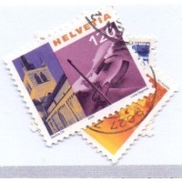 SUIÇA - 2000 - USADO - SÉRIE CORRENTE: TURISMO I - DETALHES D+E453E PAISAGENS E LUGARES - SÉRIE 3 SELOS - YT-1654A/1654C 