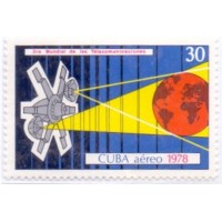 CUBA - 1978 - MINT - AÉREO - DIA MUNDIAL DAS TELECOMUNICAÇÕES - SATÉLITE E GLOBO TERRESTRE - TRANSMISSÃO DA TERRA E RETRANSMISSÃO DO SATÉLITE - YT-A-284