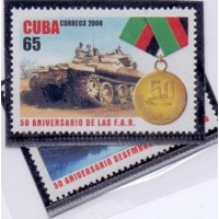 CUBA - 2006 - MINT - 50 ANOS DAS FORÇAS ARMADAS REVOLUCIONÁRIAS - TANQUE DE GUERRA E LANÇA MILITAR - SÉRIE 2 SELOS - YT-4404/05 