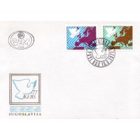 YUGOSLAVIA - 1977 - MINT - CONFERÊNCIA SOBRE A COLABORAÇÃO E A SEGURANÇA EM BELGRADO - SÉRIE 2 SELOS COM MAPA EUROPA E POMBA DA PAZ - YT-1580/81