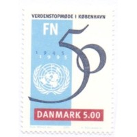 DINAMARCA - 1995 - NOVO - PAZ: 50º ANIVERSÁRIO DA ONU - EMBLEMA E NÚMERO 50 - YT-1098