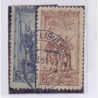 TCHECOSLOVAQUIA - 1934 - USADO - 20 ANOS LEGIÃO TCHECOSLAVACA - 2 SELOS - YT-287/88