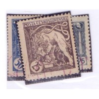 TCHECOSLOVAQUIA - 1919 - USADO - ANIVERSÁRIO DA INDEPENDÊNCIA - 3 SELOS - YT-41A+41B+41C