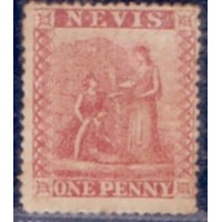 NEVIS - 1866 - NOVO - BRASÃO DA COLÔNIA - PAPEL BRANCO - 1p VERMELHO - YT-09