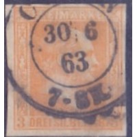 PRUSSIA - 1857 - USADO - 3SGR LARANJA - MI-08