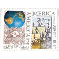 URUGUAY - 1992 - NOVO - TEMA AMÉRICA - CARAVELAS E MAPA MUNDI - YT-1407/08