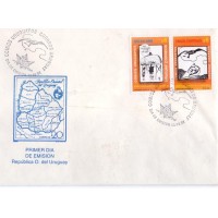 URUGUAY - 1998 - FDC - MUSEU DO HUMOR E DAS HISTORIETAS - QUADRINHOS HUMORÍSTICOS - SÉRIE 2 SELOS SOBRE FDC ILUSTRADO - FDC OLFICIAL DO CORREIO - YT-1704/05