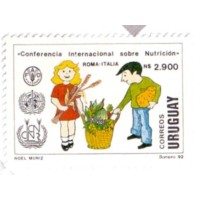 URUGUAY - 1992 - NOVO - CONFERÊNCIA INTERNACIONAL DA NUTRIÇÃO EM ROMA -  YT-1404