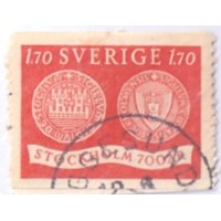 SUÉCIA - 1953 - USADOS - 7º CENTENÁRIO DA CIDADE DE STOKOLM - SÉRIE 2 SELOS - YT-0376/77