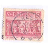 SUÉCIA - 1960 - USADO - CENTENÁRIO DA SOCIEDADE DOS ATIRADORES VOLUNTÁRIOS - SÉRIE 2 SELOS + 1 VARIEDADE DE DENTEAÇÃO - 3 SELOS - YT-0450/451+452a