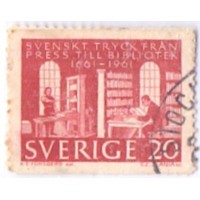 SUÉCIA - 1961 - USADO - TRICENTENÁRIO DA PRESCRIÇÃO DAS OBRAS IMPRESSAS NA SUÉCIA - SÉRIE 3 SELOS E I VARIEDADE DE COR - YT-0486/87+486a