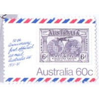 AUSTRÁLIA - 1981 - 50º ANIVERSÁRIO DO 1º SERVIÇO OFICIAL DE CORREIO AÉREO ENRE A AUSTRÁLIA E O REINO UNIDO: REPRODUÇÃO DO SELO AÉREO Nº 4 E REPRODUÇÃO - YT-0731/732