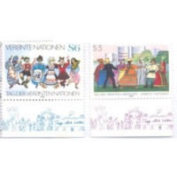 ONU VIENA - 1987 - NOVO - DIA DA ONU - SÉRIE 2 SELOS - C/ PONTO DE FERRUGEM - Y 75/76
