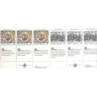 ONU VIENA - 1989 - MINT - DECLARAÇÃO DOS DIREITOS DO HOMEM - SÉRIE DE 2 TRIPTICOS C/ O ARTIGO N. 5 E 6 DA DECLARAÇÃO EM INGLÊS, ALEMÃ E FRANCÊS - Y 96/101