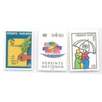 ONU VIENA - 1982/85 - MINT - SÉRIE REGULAR - SÍMBOLO E ALEGORIA - 3 SELOS - Y-23+40/50 