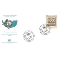 ONU VIENA - 1991 - FDC - C/ CARIMBO CBC - 40º ANIVERSÁRIO DA ADMINISTRAÇÃO POSTAL DA ONU 5s SÉPIA COM REPRODUÇÃO DO SELO Nº5 DA 1ª SÉRIE DA ONU NEW YORK SOBRE FDC ILUSTRADO - Y 129