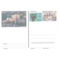 ONU VIENA - 1993 - BILHETE POSTAL - COM 2 SELOS IMPRESSOS UM DE 50g ÁRVORE E PASSARINHOS E OUTROS DE s5 COM PESSOAS DE VÁRIAS NAÇÕES COM TRAJES TÍPICOS