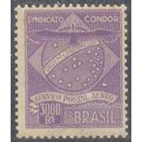 K-06 - 1927 - CONDOR - 3000 RÉIS VIOLETA - MINT - GOMADO - RHM R$ 100,00 (20 UFs X R$ 5,00)