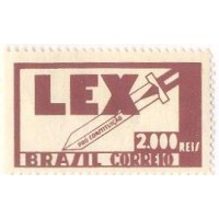 C-0054 - 1932 - CAMPANHA CONSTITUCIONALISTA DE SÃO PAULO E MT - 2000 RÉIS - "LEX" - E ESPADA - MINT - GOMADO.000,00 (200 UFs X R$ 5,00)