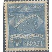 K-05 - 1927 - CONDOR - 2000 RÉIS - AZUL - 2ª COLUNA - NOVO - GOMADO - LEVE OXIDAÇÃO - RHM R$ 100,00 (20 UFs X R$ 5,00)