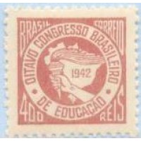C-0176 - 1942 - MINT - 8º CONGRESSO BRASILEIRO DE EDUCAÇÃO - 400 RÉIS - GOMADO