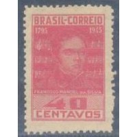 C-0204 - 1945 - MINT - 150 ANOS DO NASCIMENTO DE FRANCISCO MANOEL DA SILVA - VERTICAL "M" - GOMADO - CHARNEIRA
