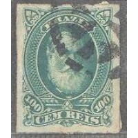 I-41 - 1877/1878 - DOM PEDRO II - "BARBA BRANCA" - 100 RÉIS - CARIMBADO - CHARNEIRA