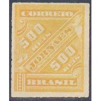 J-07 - 1889 - CIFRAS OBLÍQUAS - LARANJA - 500 RÉIS - NOVO - SEM GOMA - RHM R$ 1.000,00 (200 UFs X R$ 5,00)