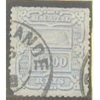 I-69 - 1888 - TIPOS CIFRA, CRUZEIRO DO SUL COROA IMPERIAL E PÃO DE AÇÚCAR - 1000 RÉIS - AZUL A ULTRAMAR CLARO -  CARIMBADO 